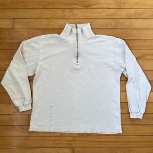 Bogner Mens Quarter Zip Pullover Sweatshirt Off White Mock Neck Logo Size L